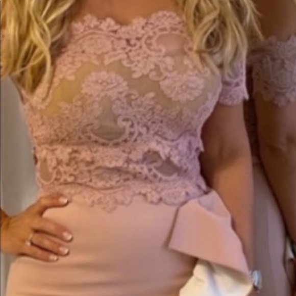 Nicole Bakti - Aida Off-Shoulder Lace Ruffled Midi Cocktail Dress US Size 10 - Picture 7 of 14